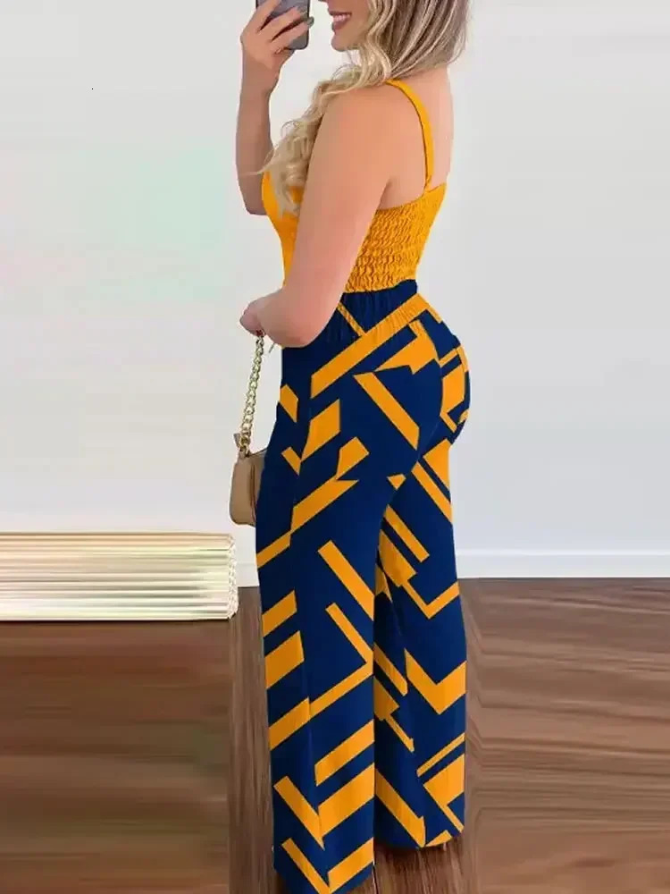 Chic Summer Women Elegant Wide Leg Jump Suit Bodysuits Overalls Full Body Jumpsuit Trousers Evening Jumpsuits Clothes 240306