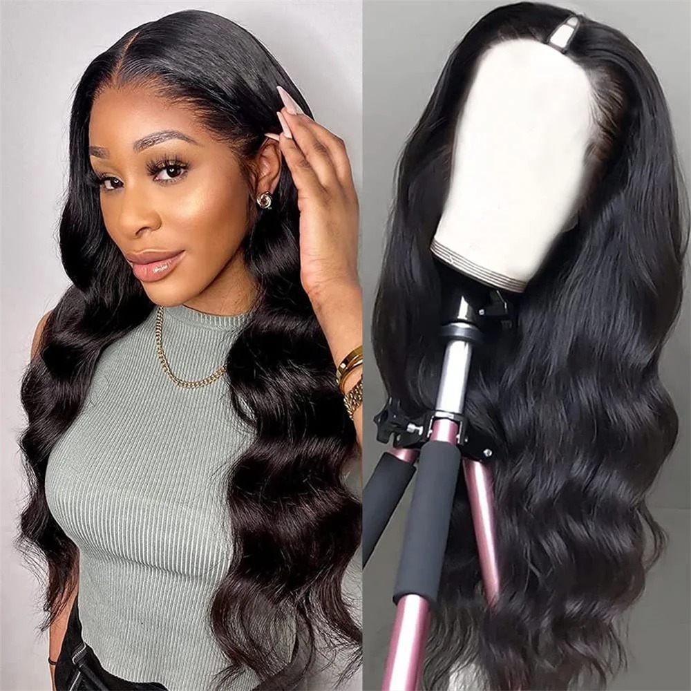 Cheap Glueless Body Wave Wig Wear And Go 30 32 Inch 180% Peruvian Loose Wavy V Part Human Hair Wigs For Women