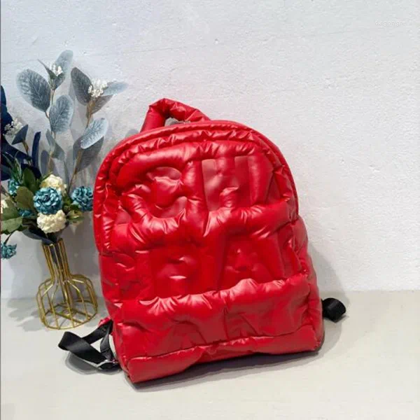 Backpack 2024 Women Backpac Down Letter Printing Autumn Winter Fashion Large-capacity Space Cotton Solid Color School Bag