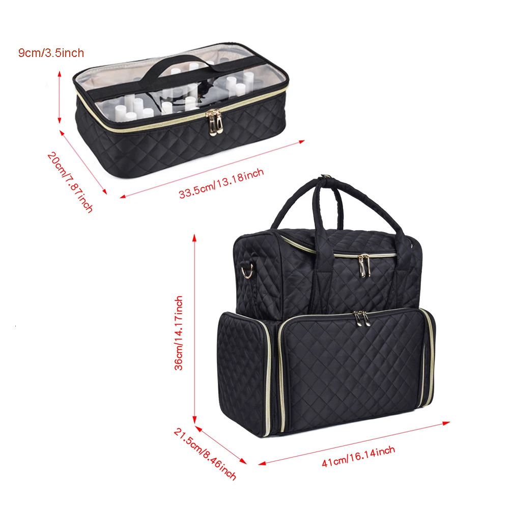 Annmouler Polish Organizer Backpack Holds 80 Bottles Accessories Storage with 2 Removable BagsDouble Layer Nail Pol 240314 4