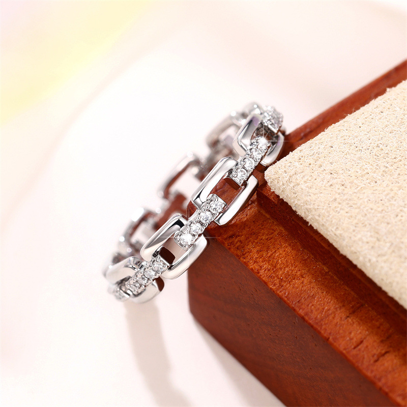 Sterling Sier White Zircon Eternity Ring: Handmade Top-Selling Jewelry free shiping