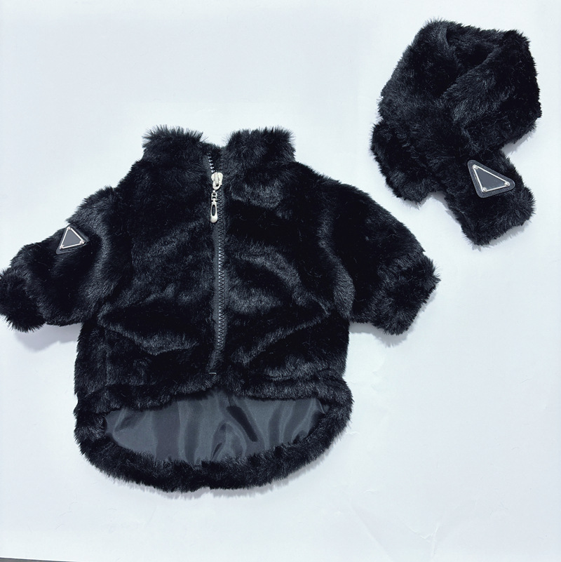 Designer pet black white pink fur classic and cat clothing winter fashion warm dog coat Teddy Fadou thick jacket 7bb