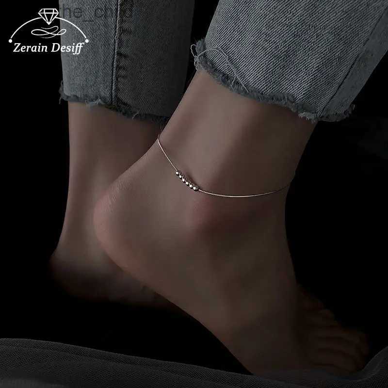 Anklets New Fashion 925 Pure Silver Bead Ankle Bracelet Womens Ankle BraceletC24326