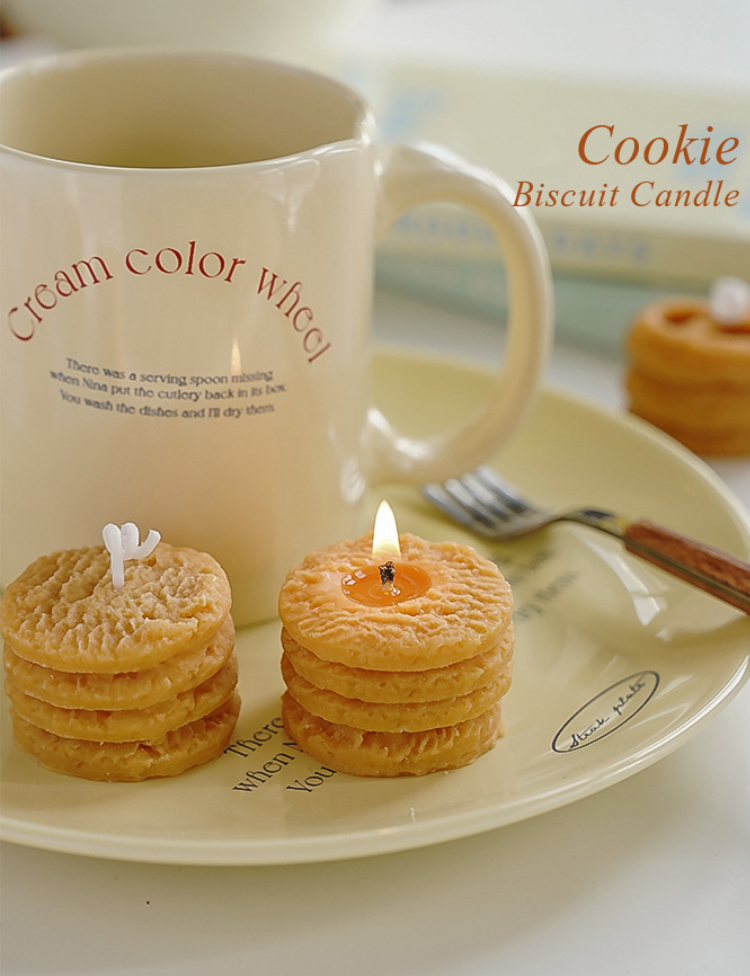 Cookies Aromatherapy Candle Gift Box Souvenir Gift Handmade Cookies Candle Set Soy Wax Decorative Candles for Home-Scented Bath and Body Works Candles