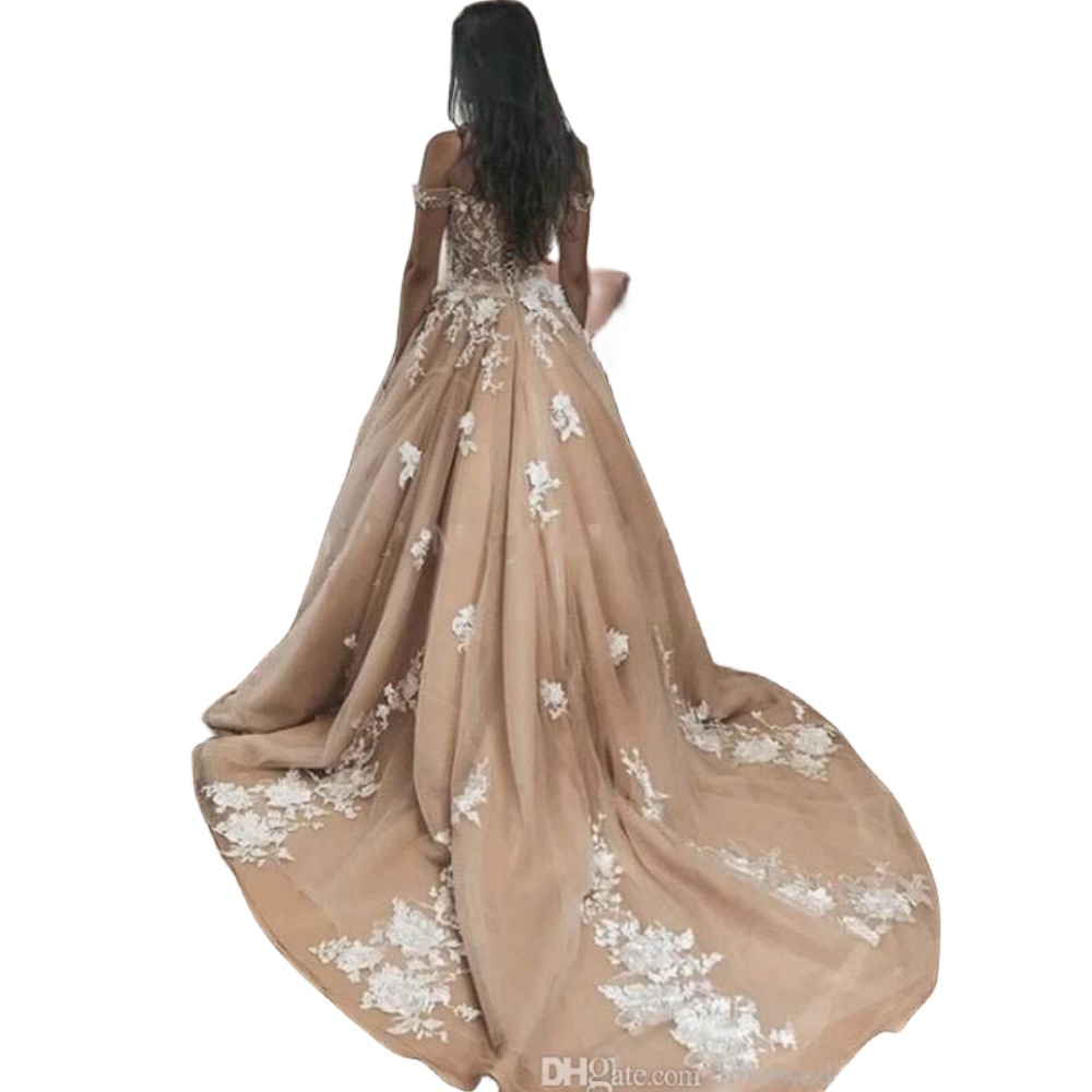 2024 Arabic Vintage A Line Wedding Dresses Off Shoulder Tulle White 3D Floral Lace Appliques Off Shoulder Corset Back Plus Size Bridal Gowns