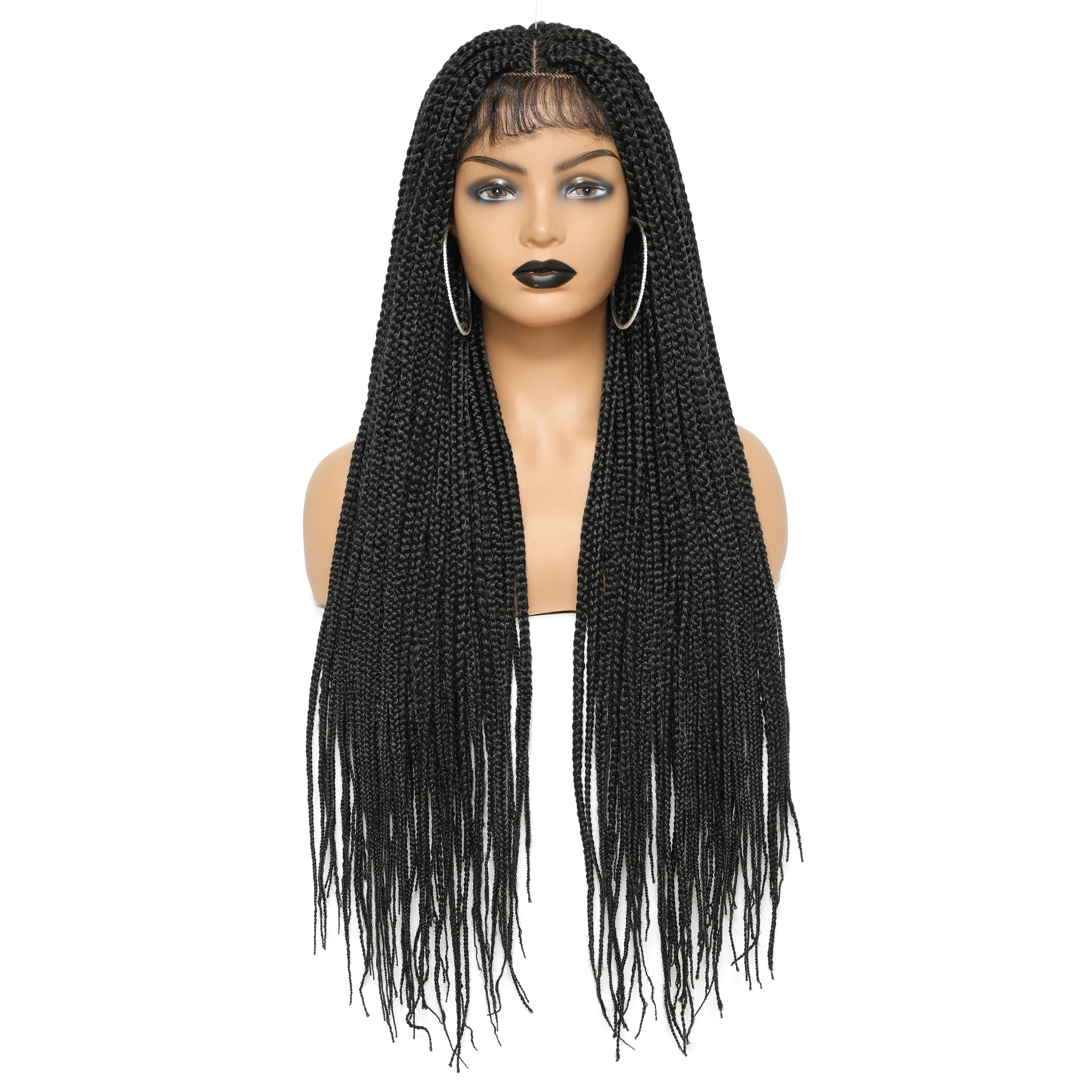 26 Inch For Black Women Ombre Barids Long Synthetic Box Braided Wigs Fake Scalp Braiding Hair Cosplay Wig