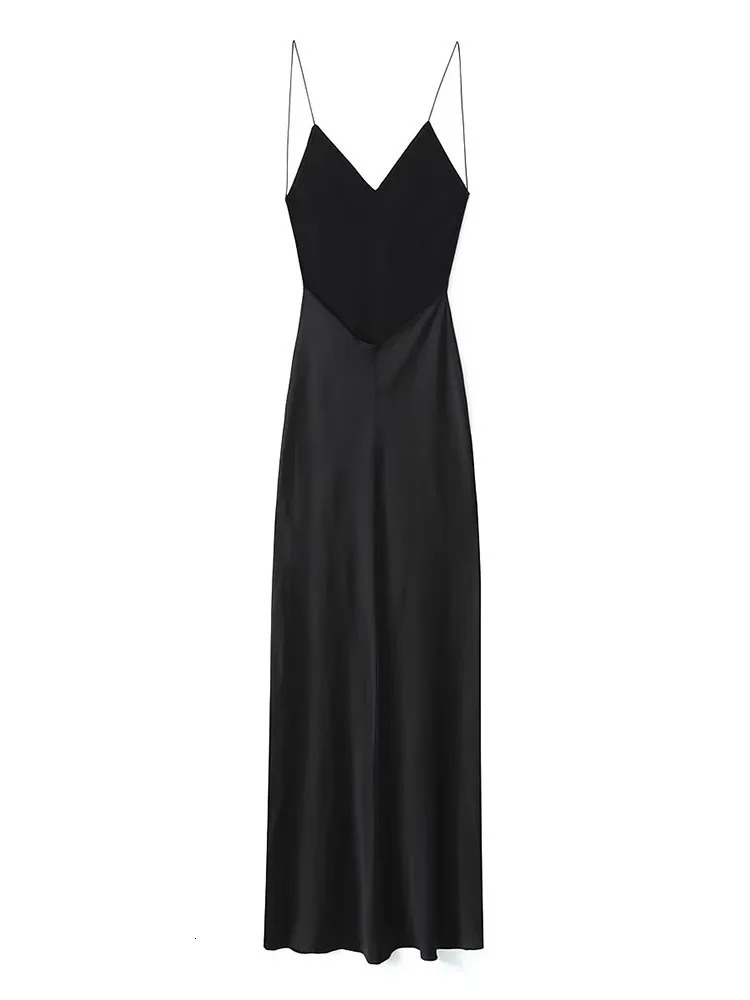 TRAF Women Backless Sexy Dress 2023 Autumn Fashion Elegant Female Deep VNeck Sleeveless Slim Solid Party Night 240314