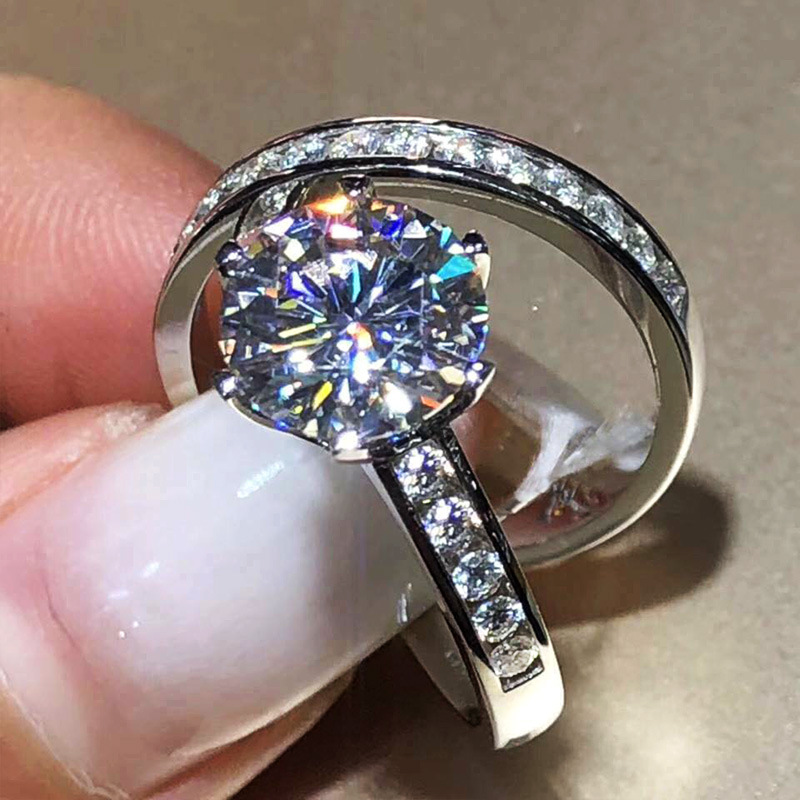 2024 Choucong Six Claw Wedding Rings Classical Jewelry 925 Sterling Silver Fill Large Round Cut 5A Cubic moissanite Diamond Women Couple Bridal Ring S