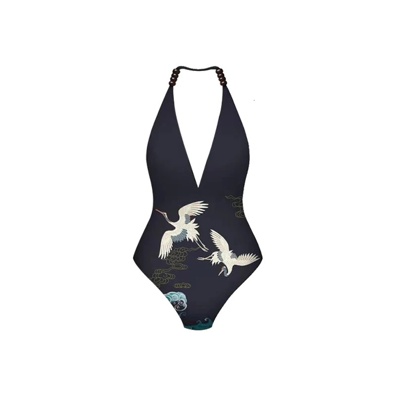 2024 LANSWE Deep V OnePiece Swimwear Women Swimsuit TwoPiece Suit Summer Beach Wear Womens Outing AA001 240320