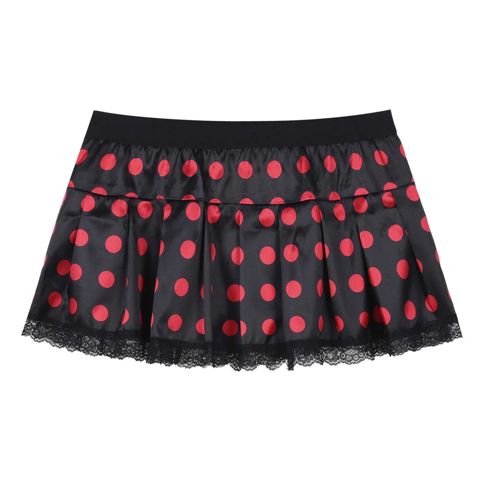Sexy Skirt Set women underwear Sissy Crossdresser clothing lace decoration pleats sexy tight fitting role-playing satin mini skirt pajamas 24326