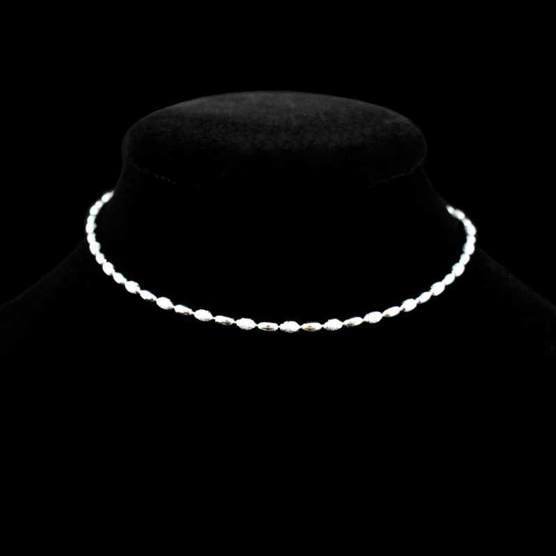 Anklets New Fashion Womens Small Bead Chain Necklace 925 Sterling Silver Olive Bead Necklace Bracelet Womens Foot Jewelry GiftC24326