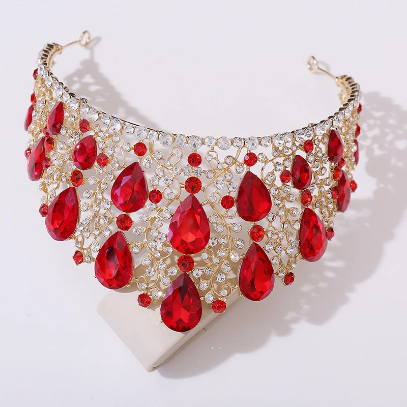 Baroque Water drop Bridal Tiaras and Crowns Big Size Headwear Pageant Party Prom Wedding Crown Hair Jewelry Accessories 240315