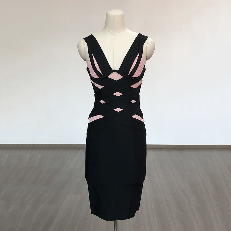 Black Bandage Dress Elegant Women for Wedding Party Bodycon Sexy Midi Evening Birthday Club Outfit Summer 231228