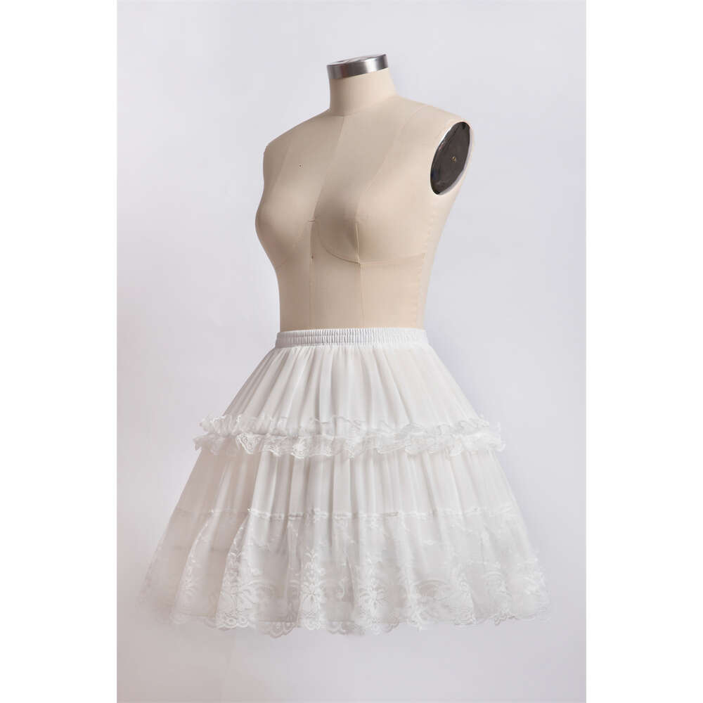 Misshow Lolita Lace Edge Skirt Solid White Black Puffy Hoops Petticoat For Party Dance Tutu Short Dress Underskirt 0914