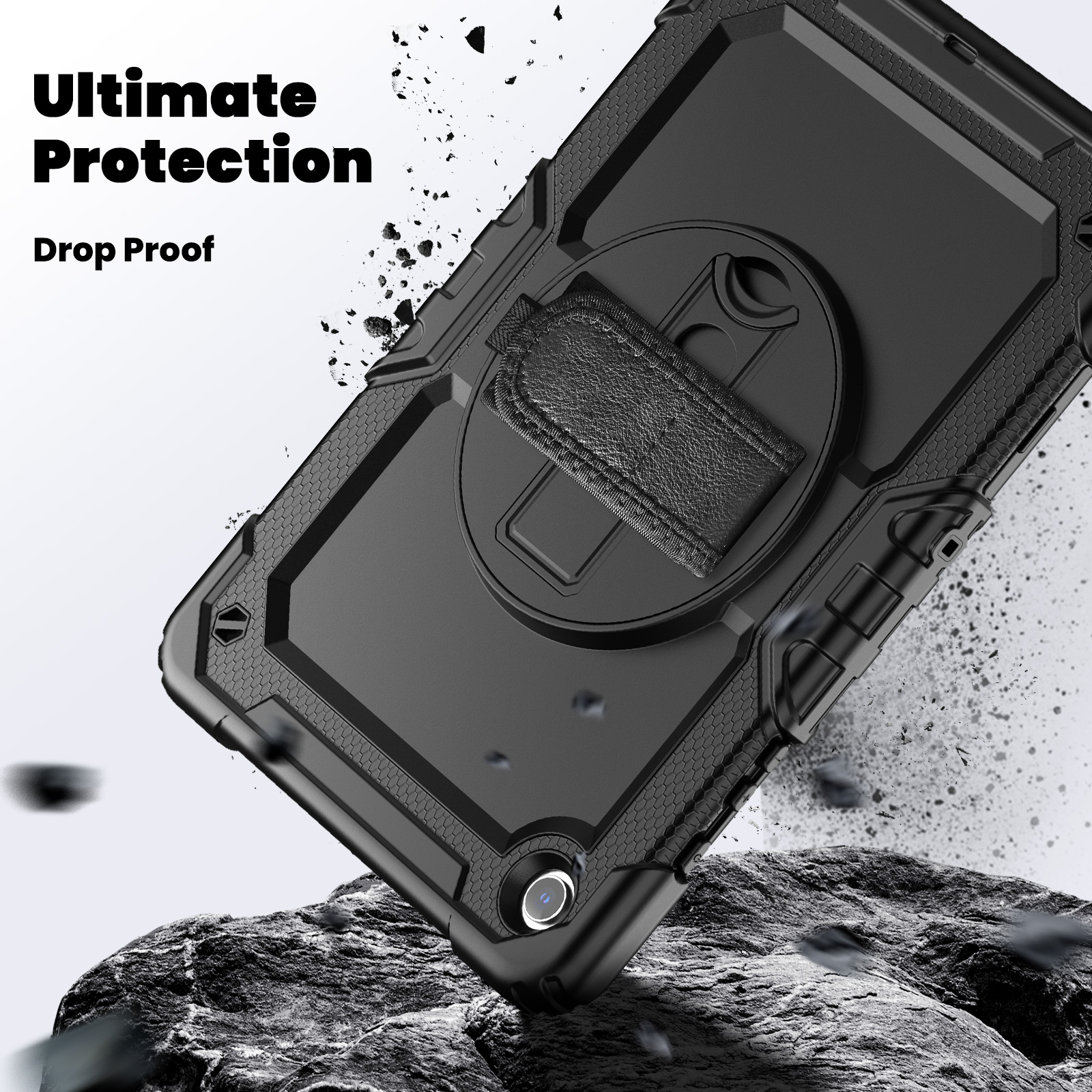 Case For Samsung Galaxy Tab A9 Plus 11 inch A9+ 360 Rotating Hand Strap Kickstand Tablet Cover Rugged Shockproof Armor Cases + Shoulder Strap with Scr