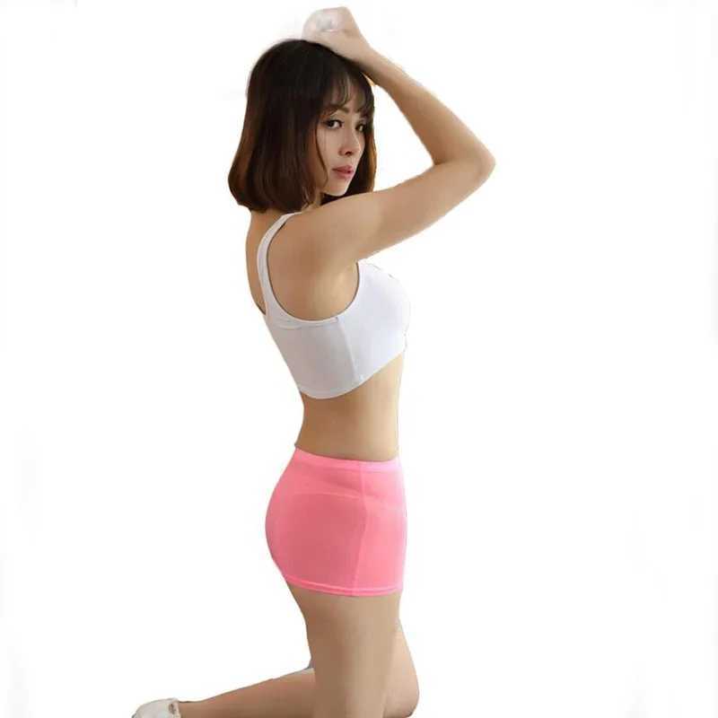 Sexy Skirt Skirts Womens Ice Silk Tight Pencil Cute Skin Smooth Appearance Through Micro Mini Transparent Role Playing OL Sex Wearing Candy Colors 243