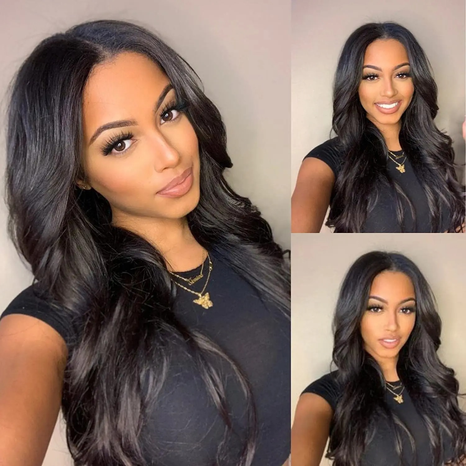 24Inch Long Body Wave Synthetic Part For Women V Shape No Leave Out Heat Resistant Fiber Wigs