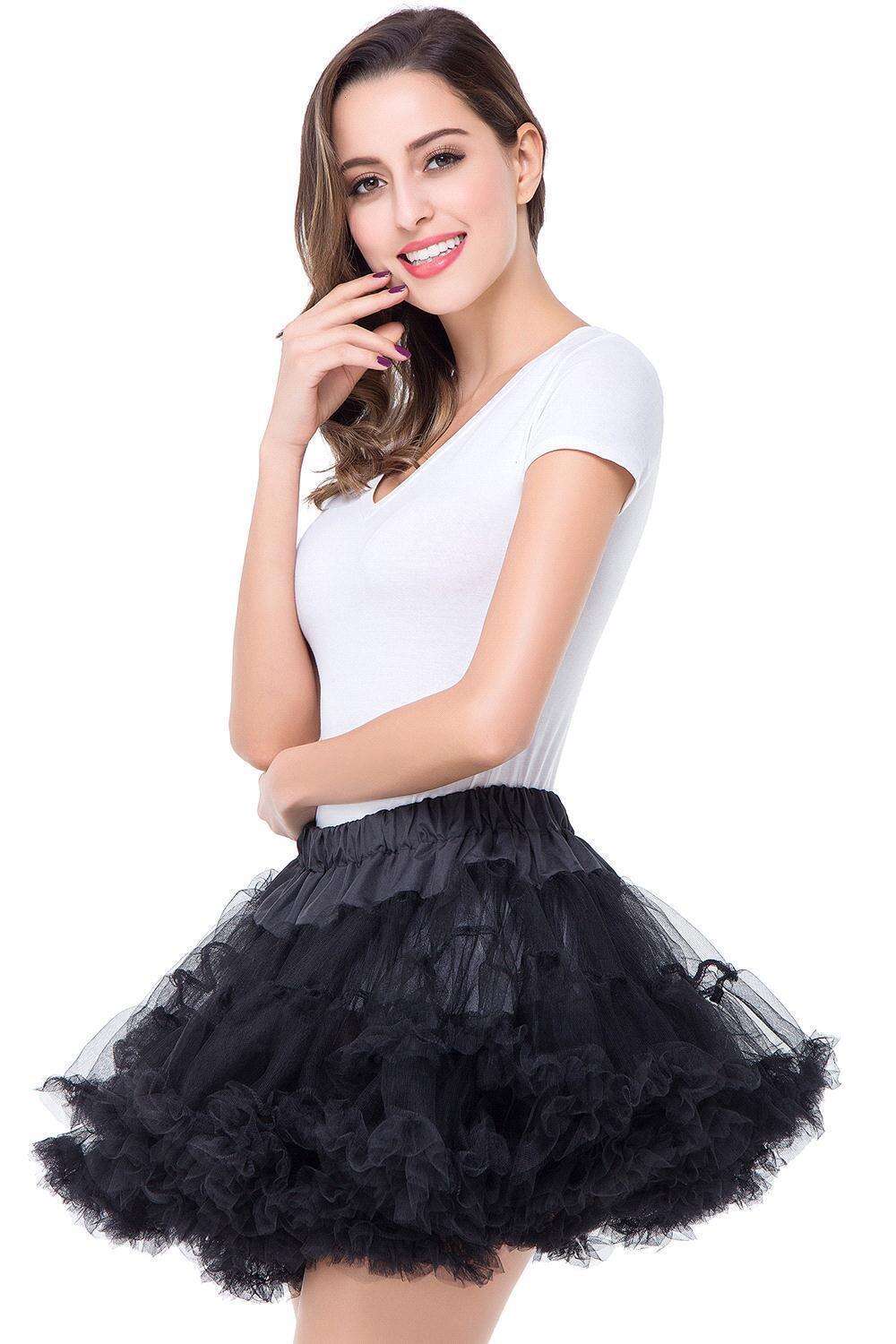 Tulle Lolita Tutu Skirt With Cloudy Hem Boneless Elastic Waist Soft Mesh Short Skirts Rockabilly Petticoat Crinoline Underskirt