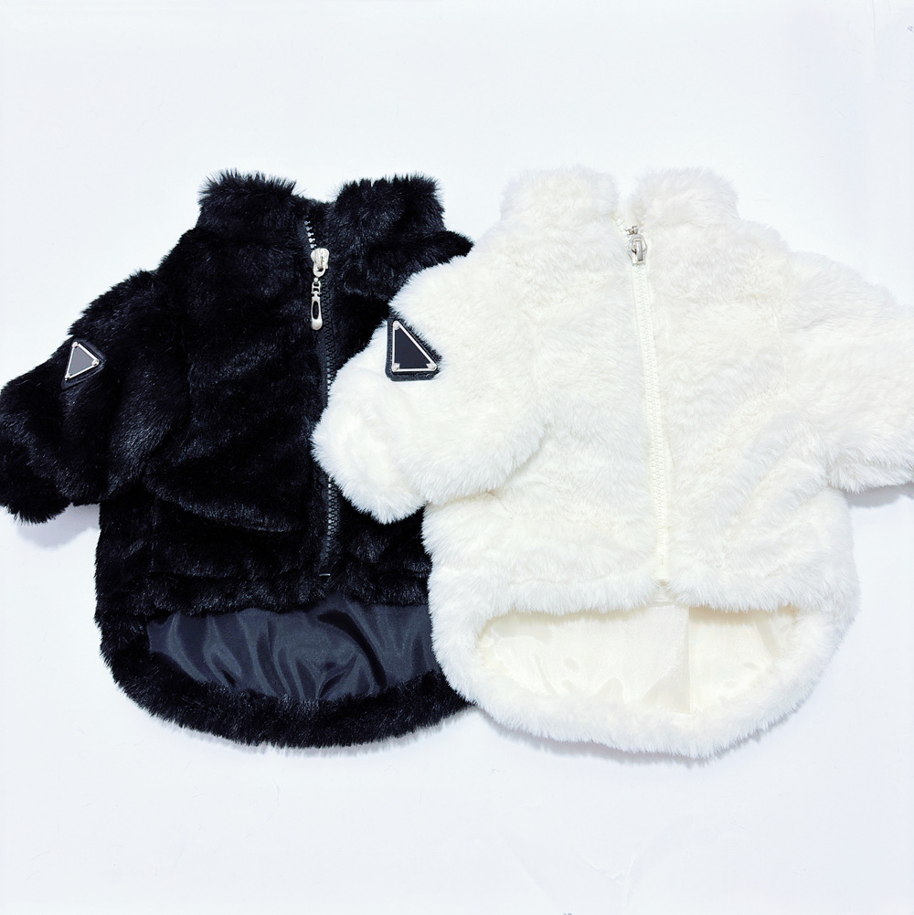 Designer pet black white pink fur classic and cat clothing winter fashion warm dog coat Teddy Fadou thick jacket 7bb