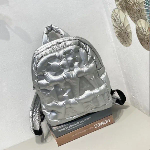 Backpack 2024 Women Backpac Down Letter Printing Autumn Winter Fashion Large-capacity Space Cotton Solid Color School Bag