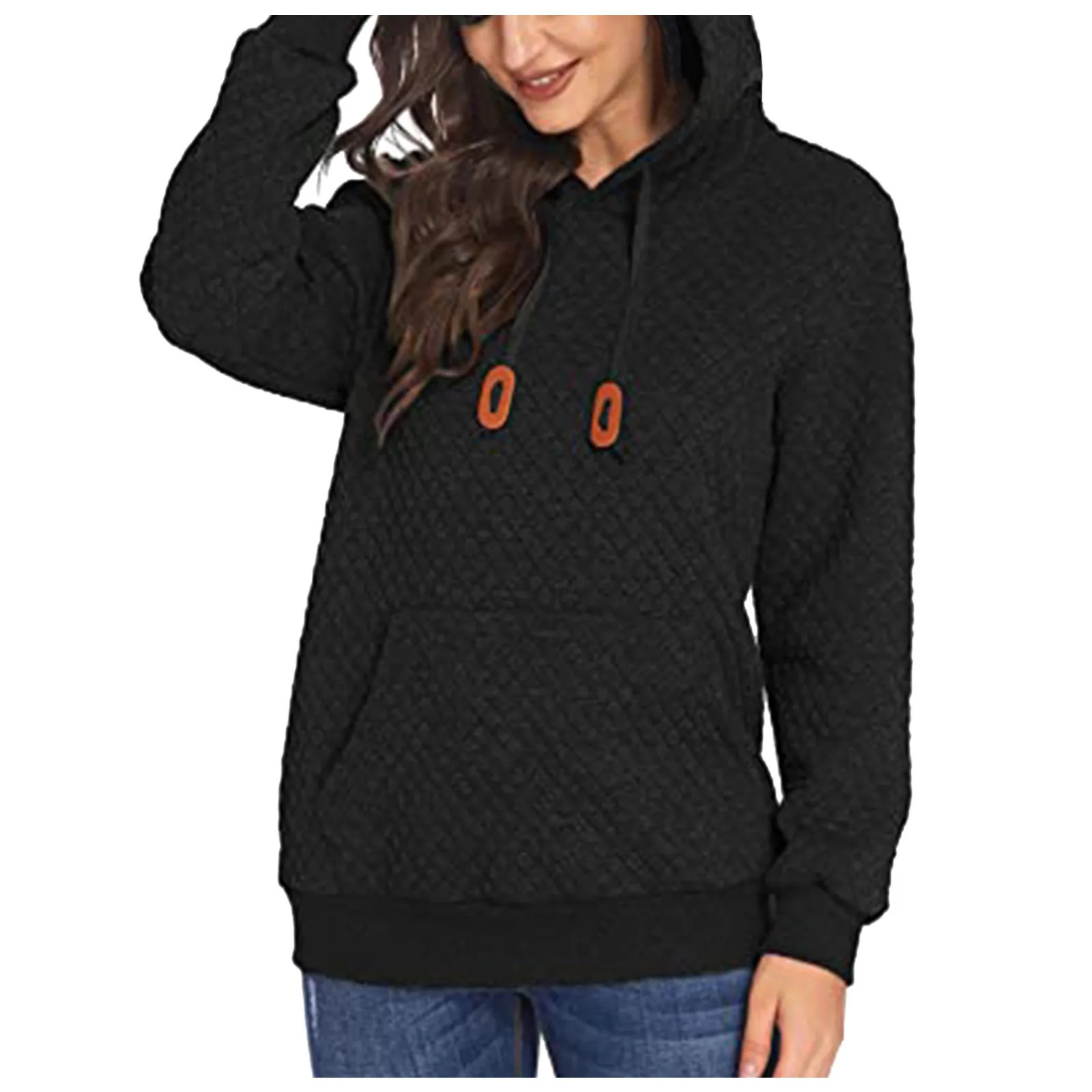 Sleeve Warm Fashion Pocket Sweatshirt Women Blouse Long Pullover Hoodies Hooded Womens Sweater 240318