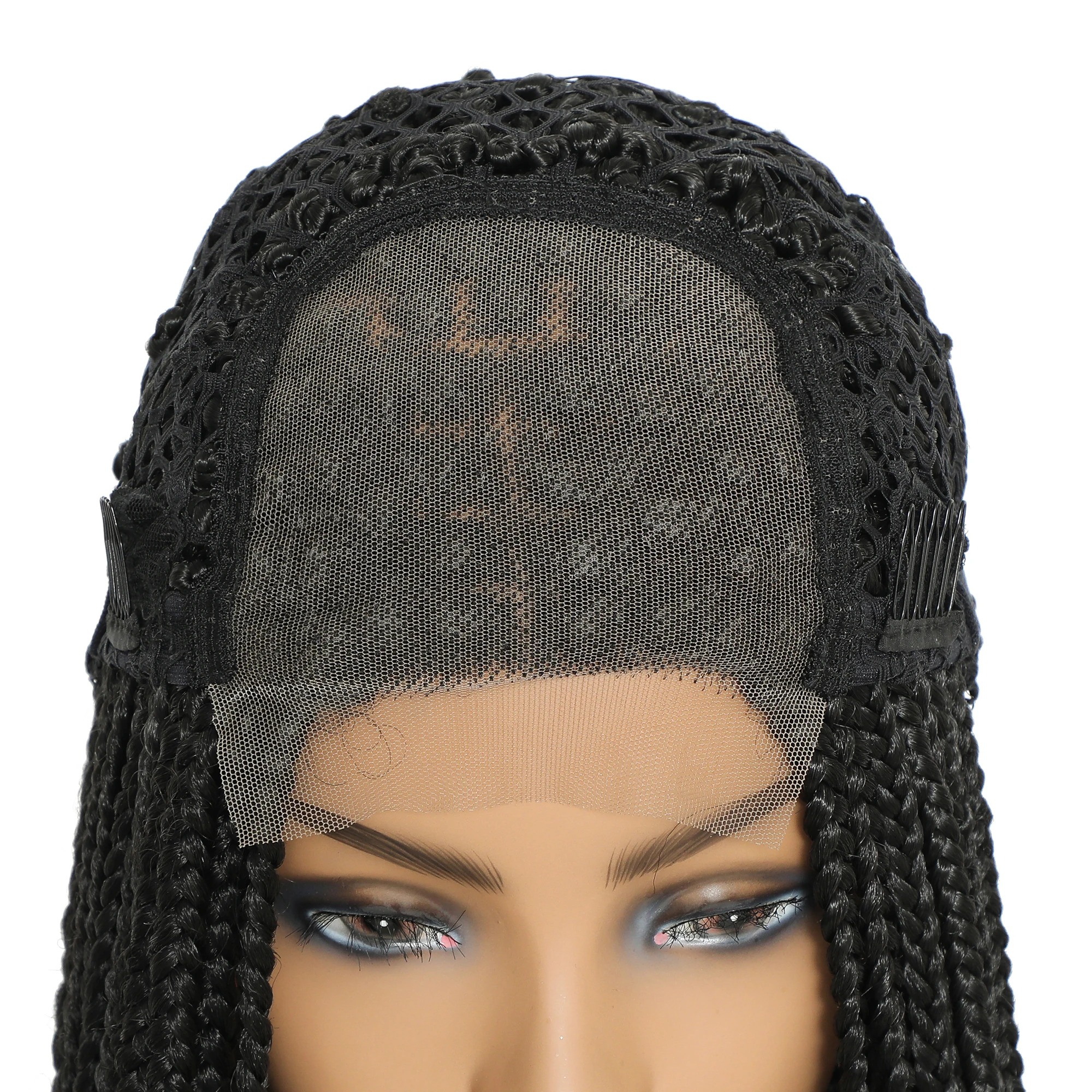 26 Inch For Black Women Ombre Barids Long Synthetic Box Braided Wigs Fake Scalp Braiding Hair Cosplay Wig