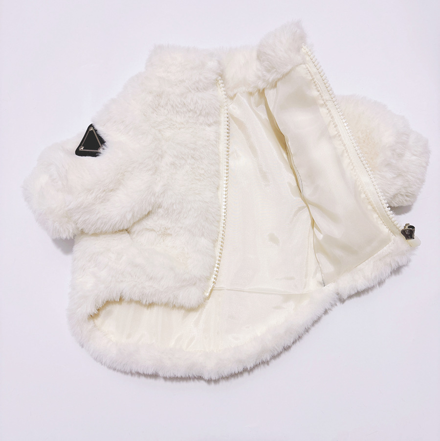 Designer pet black white pink fur classic and cat clothing winter fashion warm dog coat Teddy Fadou thick jacket 7bb