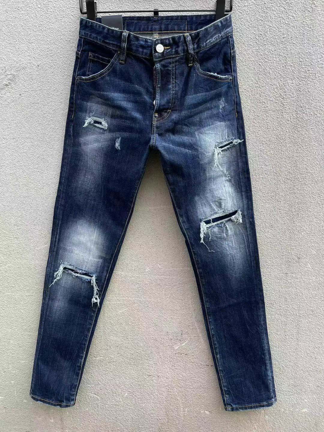 Designer jeans men letter brand logo white black rock revival trousers biker Pants man pant Broken hole embroidery Size 44-54 Quality top