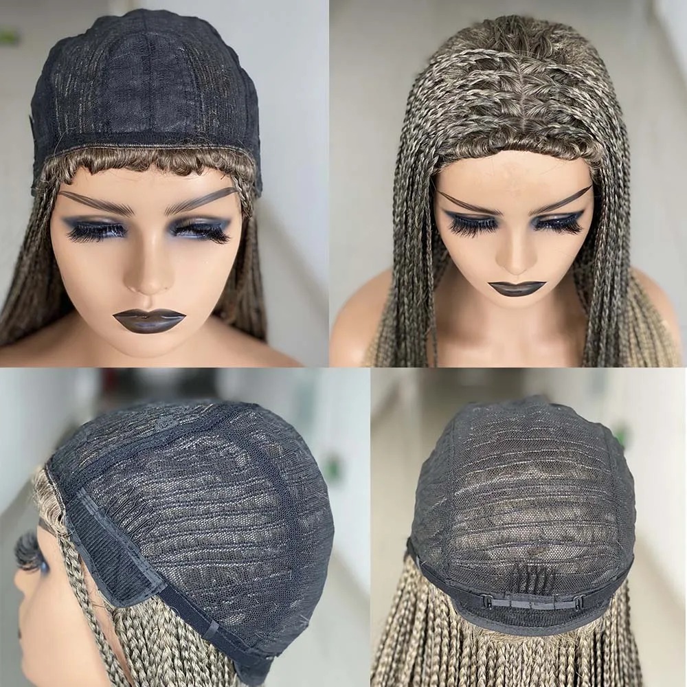 26 Inch For Black Women Ombre Barids Long Synthetic Box Braided Wigs Fake Scalp Braiding Hair Cosplay Wig