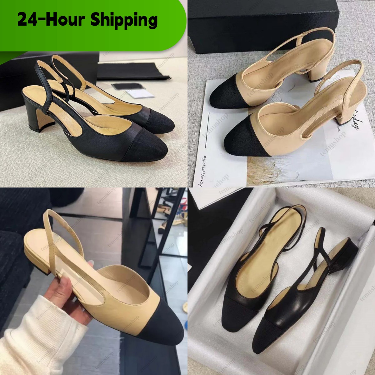 Classic Sandals Designer Dress shoes ballet flats shoes Slingbacks High heeled shoes Women Quilted Leather Slip on Ballerina Luxury Round Toe Ladies pumps loafers