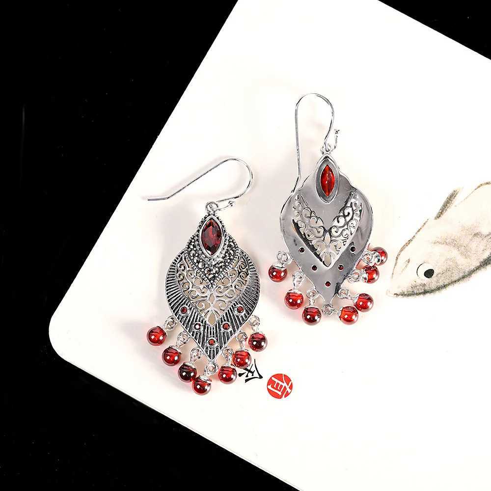 Charm Ugliness Hot Island Style Pomegranate Ball Tassel Earrings Womens Peacock Feather Earrings 925 Silver Blinks Hollow Jewelry RetroC24326
