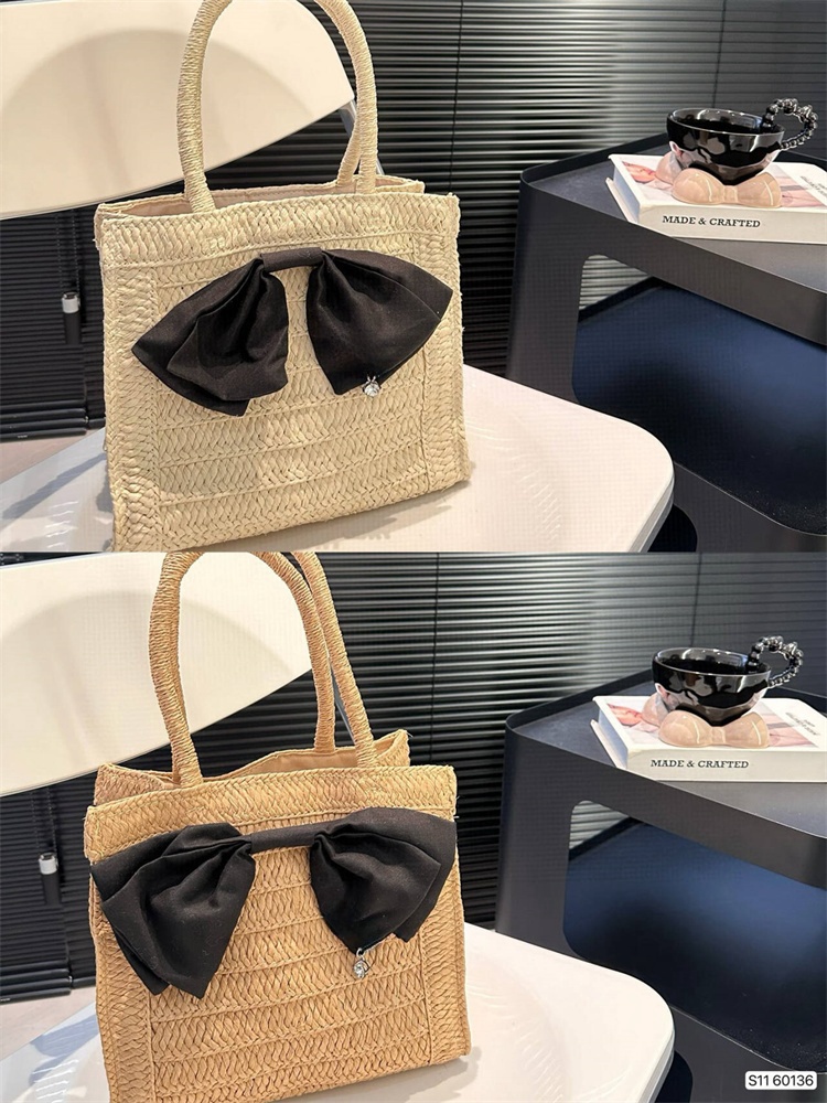 Straw Woven Bag Shopping Bag Shoulder Handbags Fashion Women Totes CrossBody Cowhide Woven Vegetable Basket Bags Ladies Tote Handbag 26790
