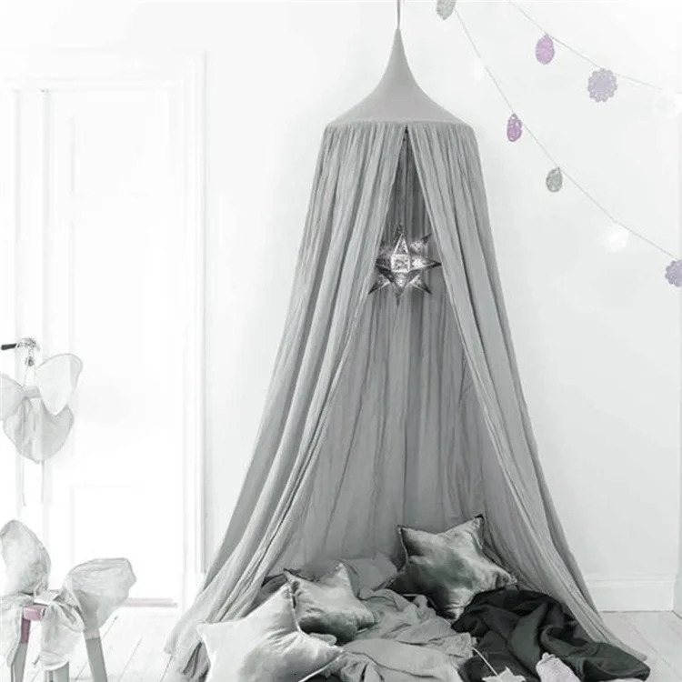 Mosquito Net Tent Kid Play Tents Bed Canopy Curtain Girls Princess Cotton Mosquito Net for Crib Hanging Dome Bed Baby Room Decor 240311