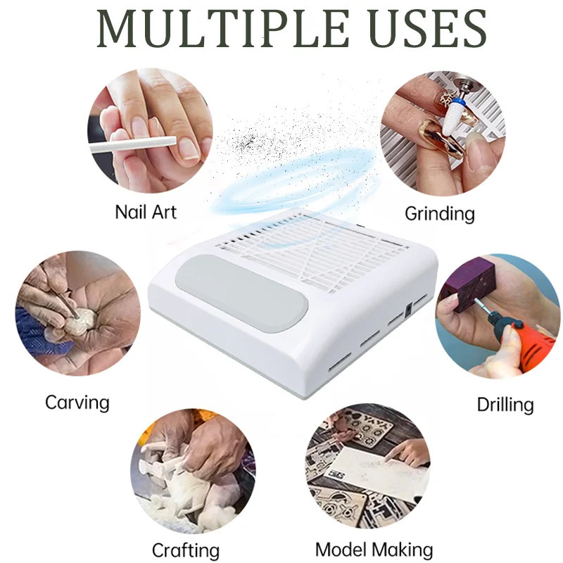 180W Nail Dust Collector ctor Fan For Manicure Machine Powerful Nail Vacuum Cleaner With Remove Filter Nail Salon Equipment 240321