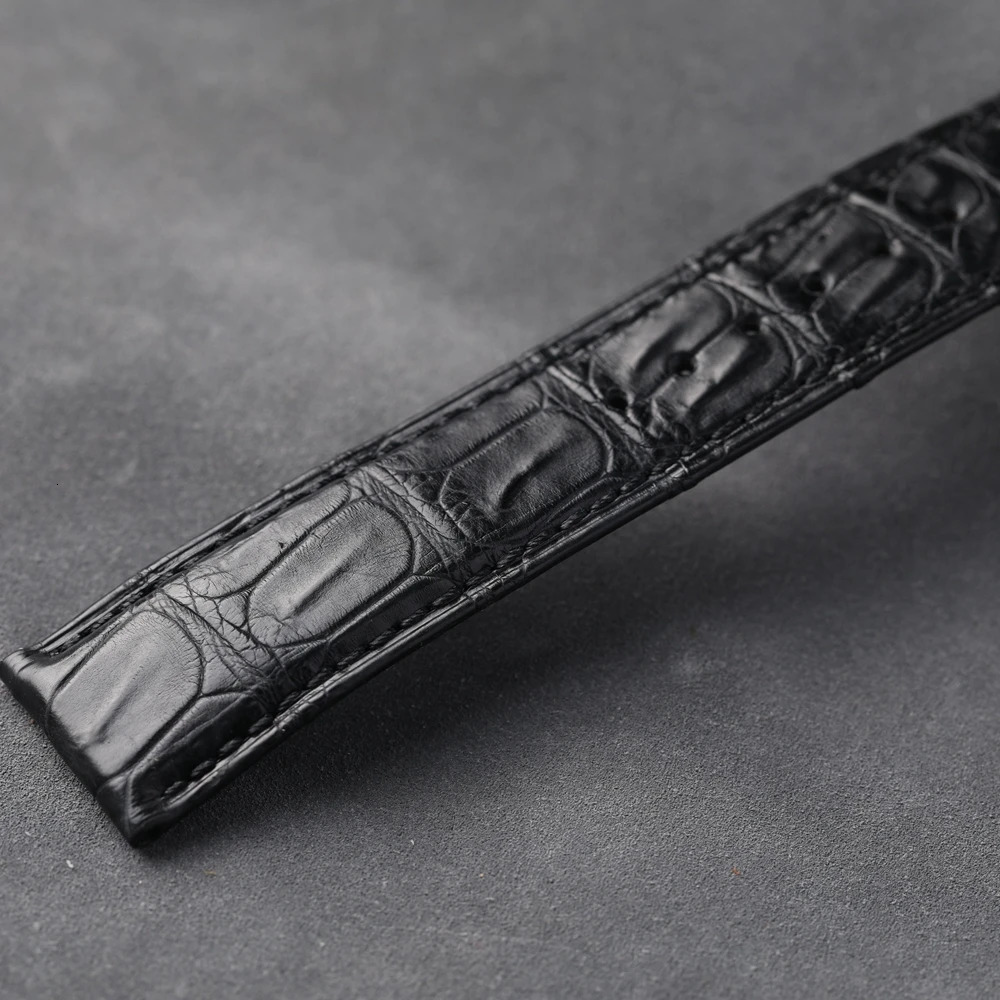 Handmade American Alligator Strap 19 20 21 22MM Black Soft Genuine Leather Watchband Vintage Mens Bracelet Premium Leather 240313