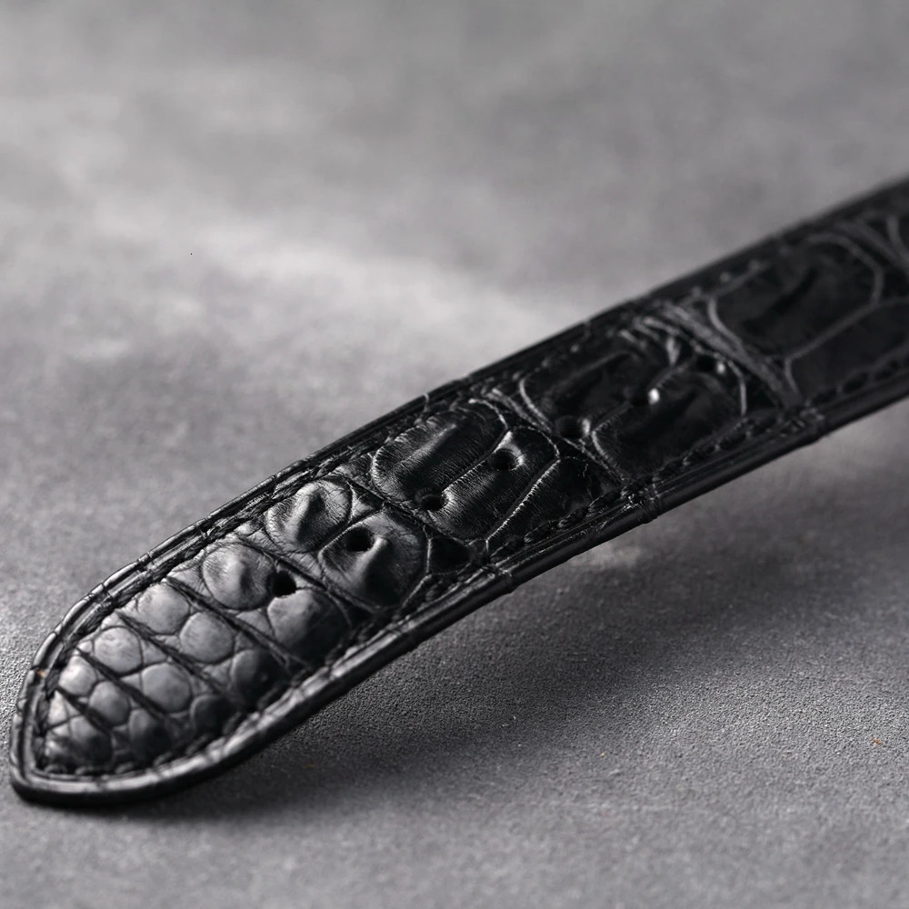 Handmade American Alligator Strap 19 20 21 22MM Black Soft Genuine Leather Watchband Vintage Mens Bracelet Premium Leather 240313
