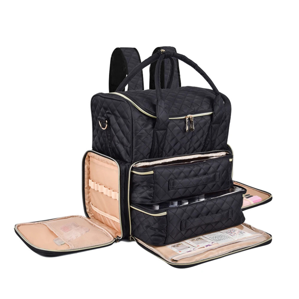 Annmouler Polish Organizer Backpack Holds 80 Bottles Accessories Storage with 2 Removable BagsDouble Layer Nail Pol 240314 4