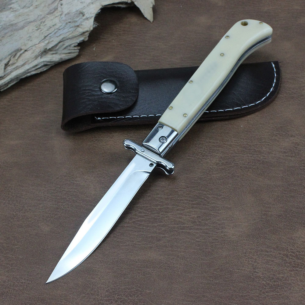 3Models 10'' Inch Italian Stiletto Mafia Knife 440C Blade Acrylic Handles Pocket Knives Tactical EDC Tools