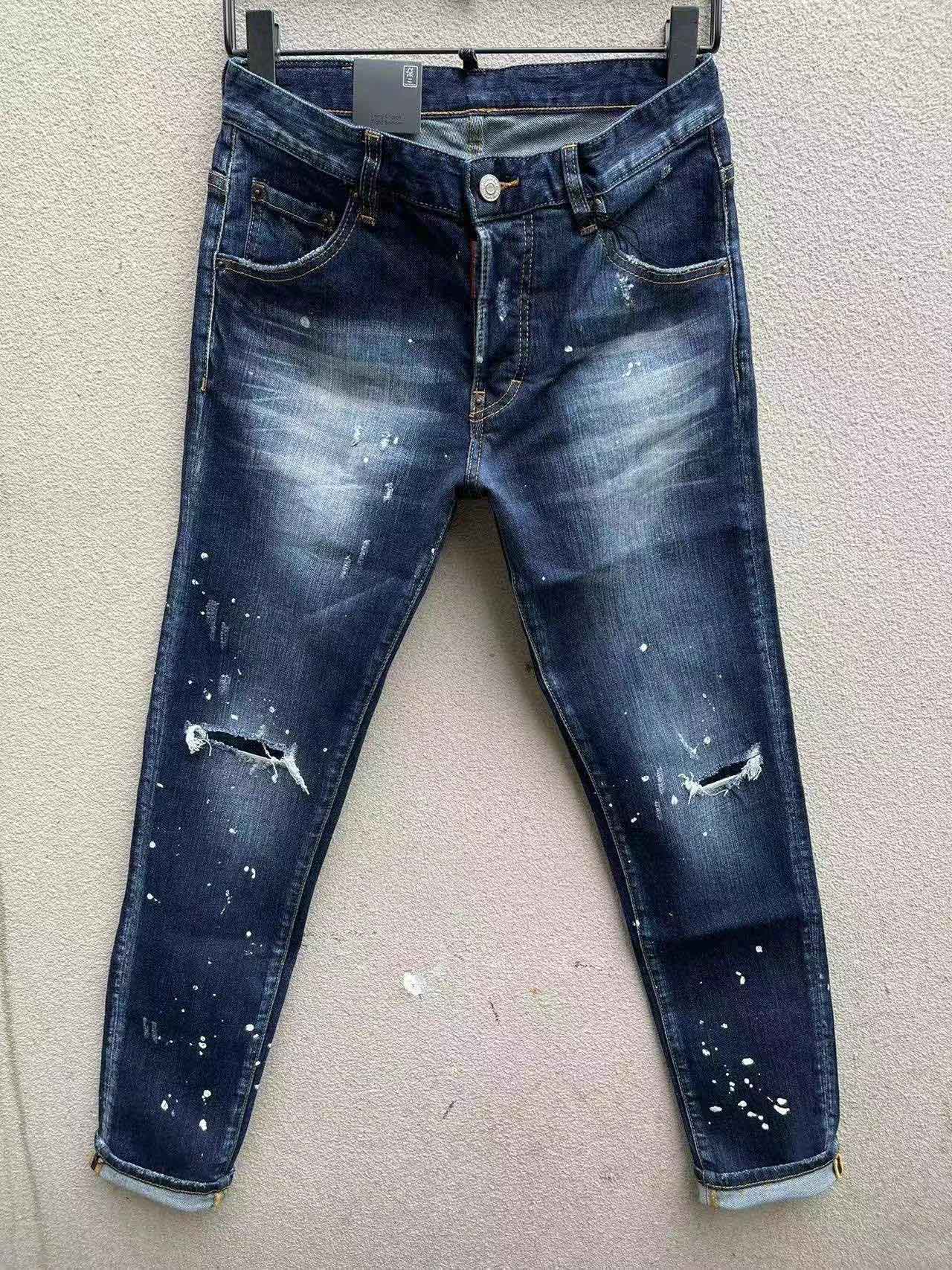 Designer jeans men Purple jeans women pants purple jeans High Street Purple Retro Paint Spot Slim Feet Micro Elastic Jeans Hip-hop Zipper Hole plus size jeans