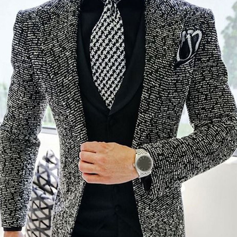 Mens Blazer Fashion Casual Lapel Collar Chest Pocket Single Breasted Tweed Oversize Business Suit Jacket Elegant 240307