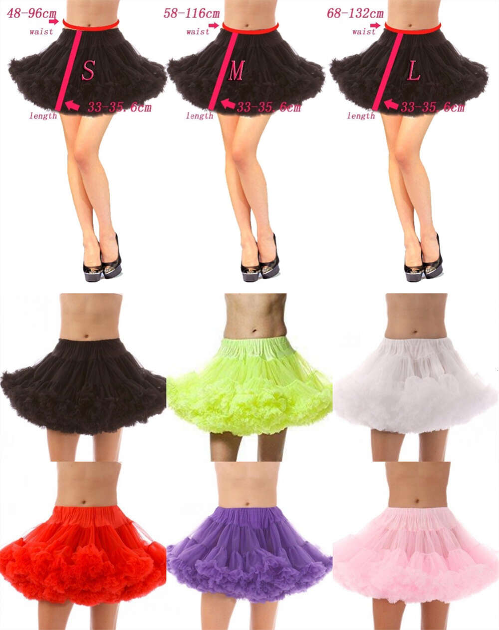 Tulle Lolita Tutu Skirt With Cloudy Hem Boneless Elastic Waist Soft Mesh Short Skirts Rockabilly Petticoat Crinoline Underskirt