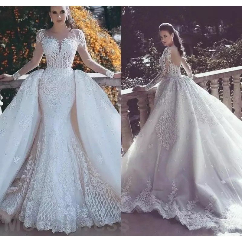 Gorgeous Lace Boho Mermaid Wedding Dresses Sexy New Garden Sexy Long Train Bridal Gowns Backless Robes Mariage Vestido De Novia Plus Size Bride Dress