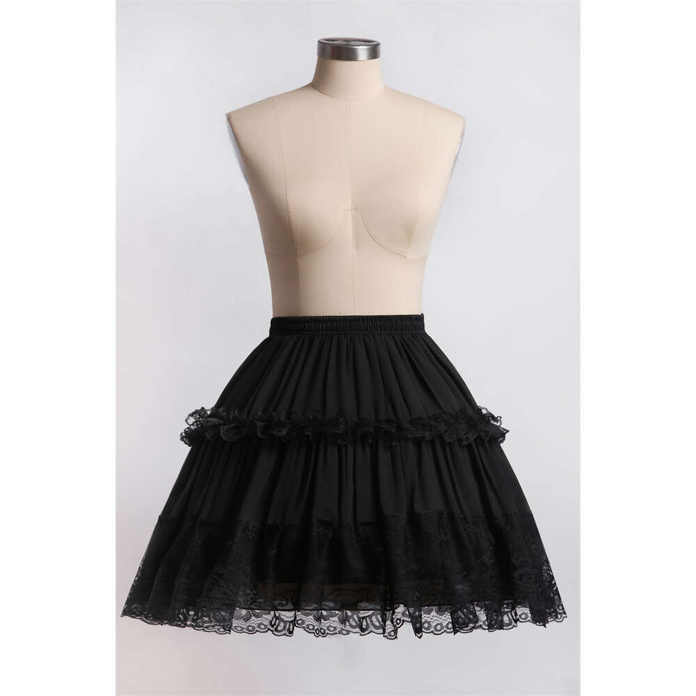 Misshow Lolita Lace Edge Skirt Solid White Black Puffy Hoops Petticoat For Party Dance Tutu Short Dress Underskirt 0914