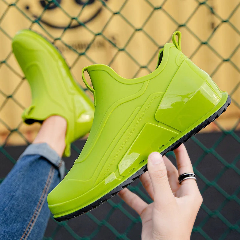 Mens Outdoor Non-slip Hiking Shoes Shaxi Fishing Rain Boots Black Work Shoes Durable Waterproof Rubber Fishing Shoes 240309