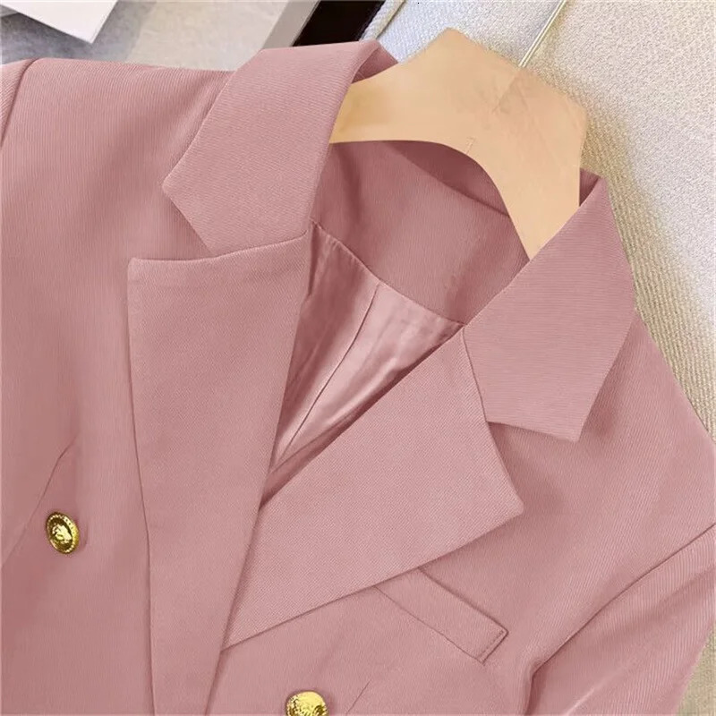 Autumn Women Solid Formal Blazer Coat Female Long Sleeve Double Breasted Jacket Office Ladies Work Wear Outerwear 240318