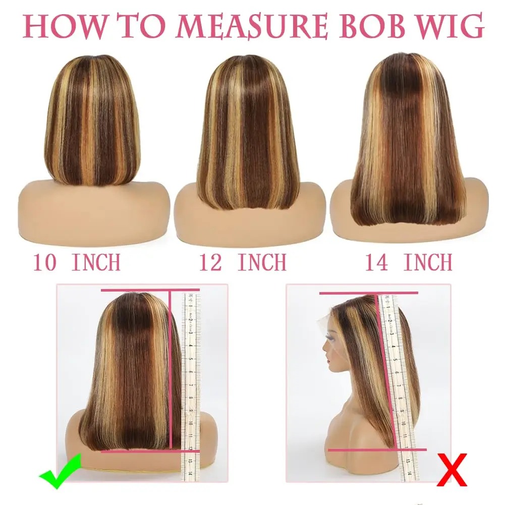 Glueless Highlight Wig Straight 13X4 Front Human Hair Ombre Honey Blonde Middle Part Lace Frontal Wigs