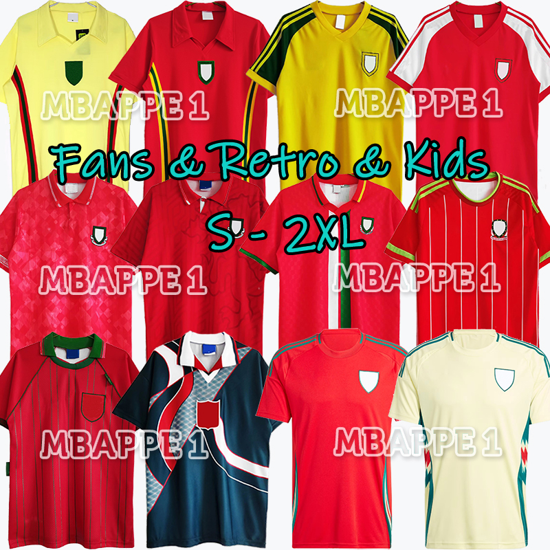 2024 Wales Soccer Jerseys BALE WILSON ALLEN RAMSEY 1976 1982 Rodon VOKES 1991 92 93 94 95 96 97 98 Home Football Shirt Short Sleeve Adult Uniforms fans