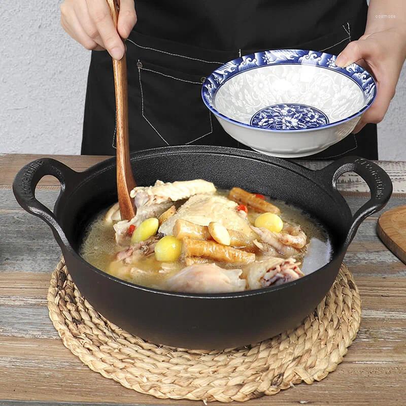 Uncoated Cast Iron Wok Non-stick Skillet for Kitchen Cooking | Fry Pan