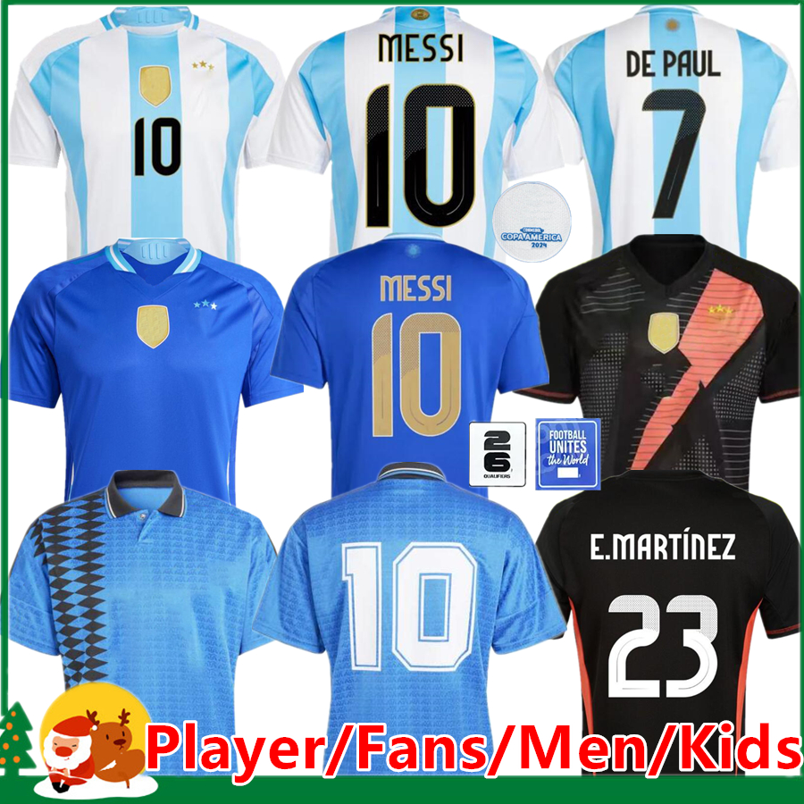 2024 MESSIS ArgENtiNAs Soccer Jersey Copa America Cup Camisetas Kids Kit National Team 24/25 Home Away Football Shirt DI MARIA LAUTARO MARTINEZ Player Fans Version