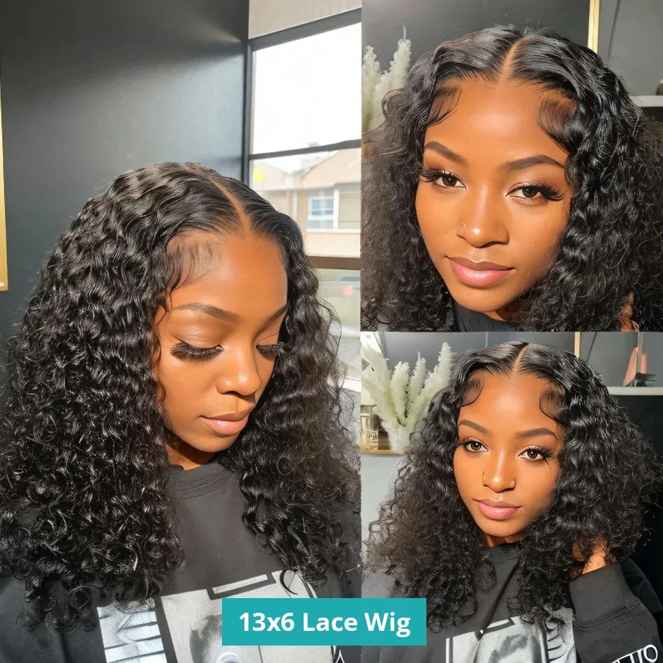 10 12 14 16 Inch Short Bob Human 180 Density Lace Front Hair 13X4 13X6 Wave Wigs Deep Curly Glueless Wig